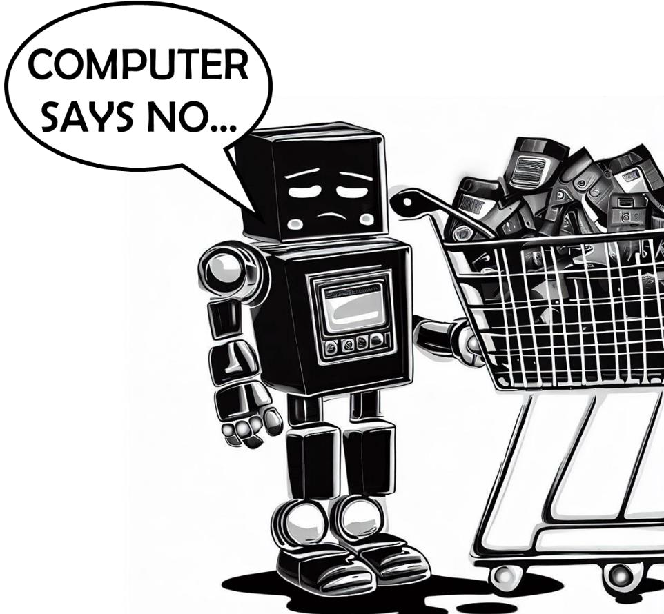 AI was sad it couldn't buy everything on special at the market.
